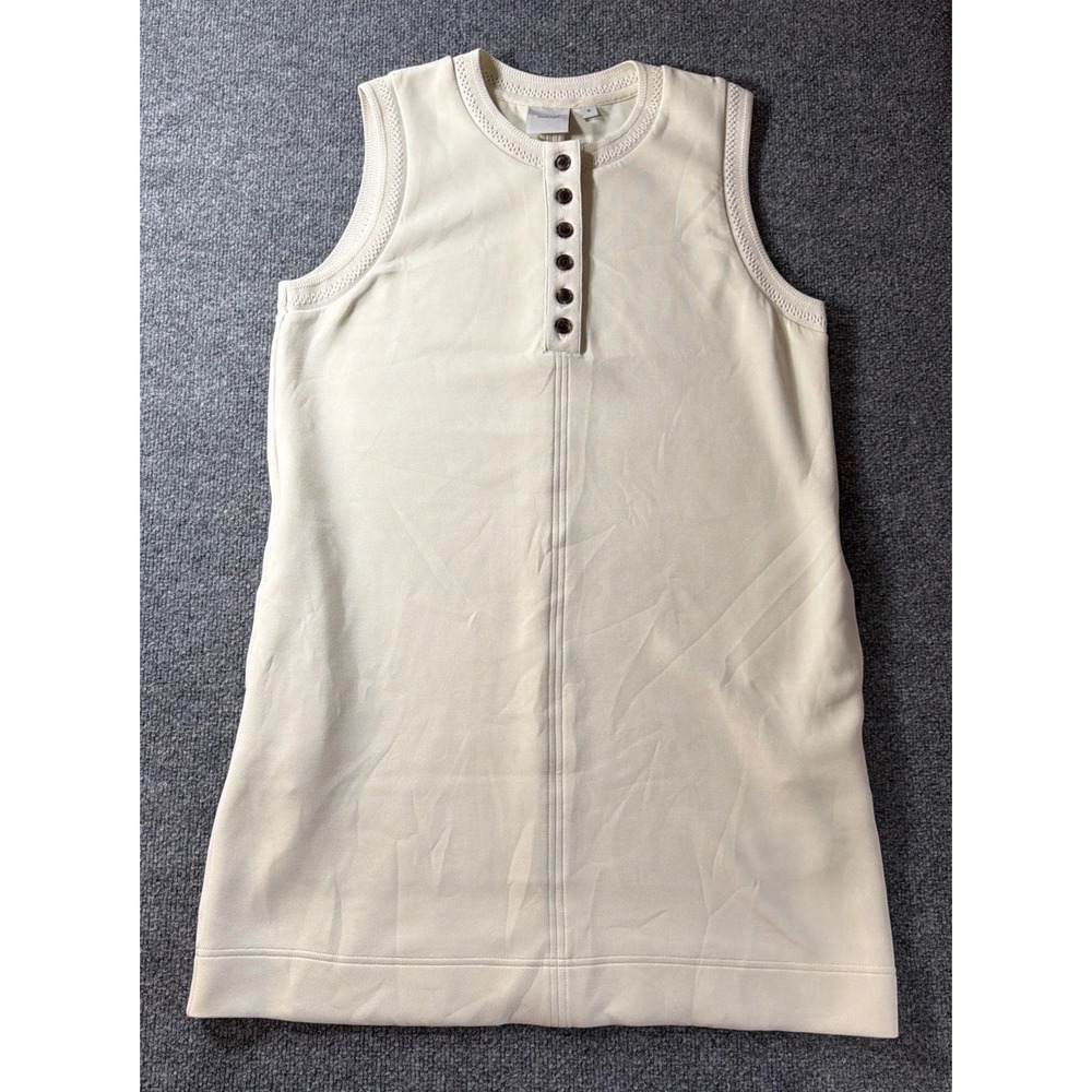 Varley Elba DoubleSoft Cream Sleeveless Henley Mini Shift Dress Women's M Sporty